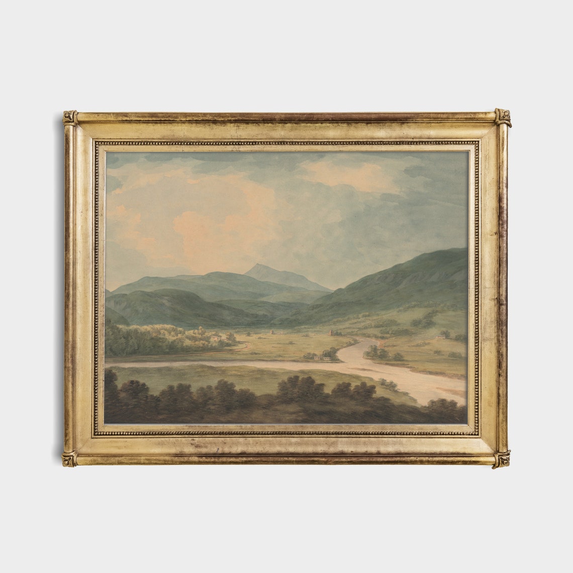 Peaceful Green Valley River Landscape With Rolling Hills Poster - Image 4