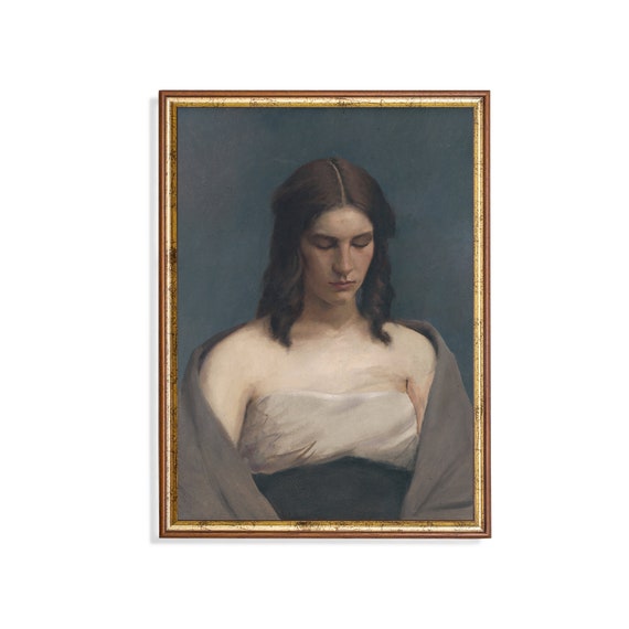 Printed And Shipped Vintage Portrait Painting Antique Woman Portrait Moody Rustic Female Print 19th Century Art Physical Prints
