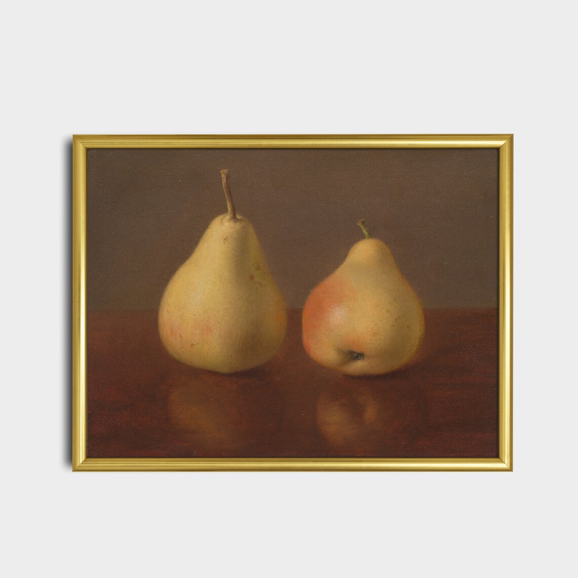 Two Ripe Pears on Wooden Table Antique Minimal Still Life Poster - Image 2