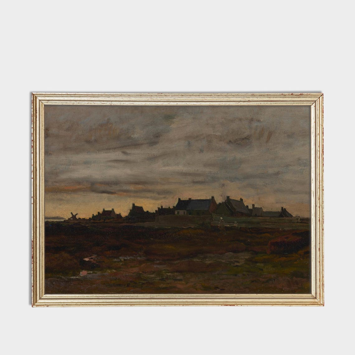 Dark Coastal Village Silhouette at Dusk Brooding Seascape Poster - Image 3