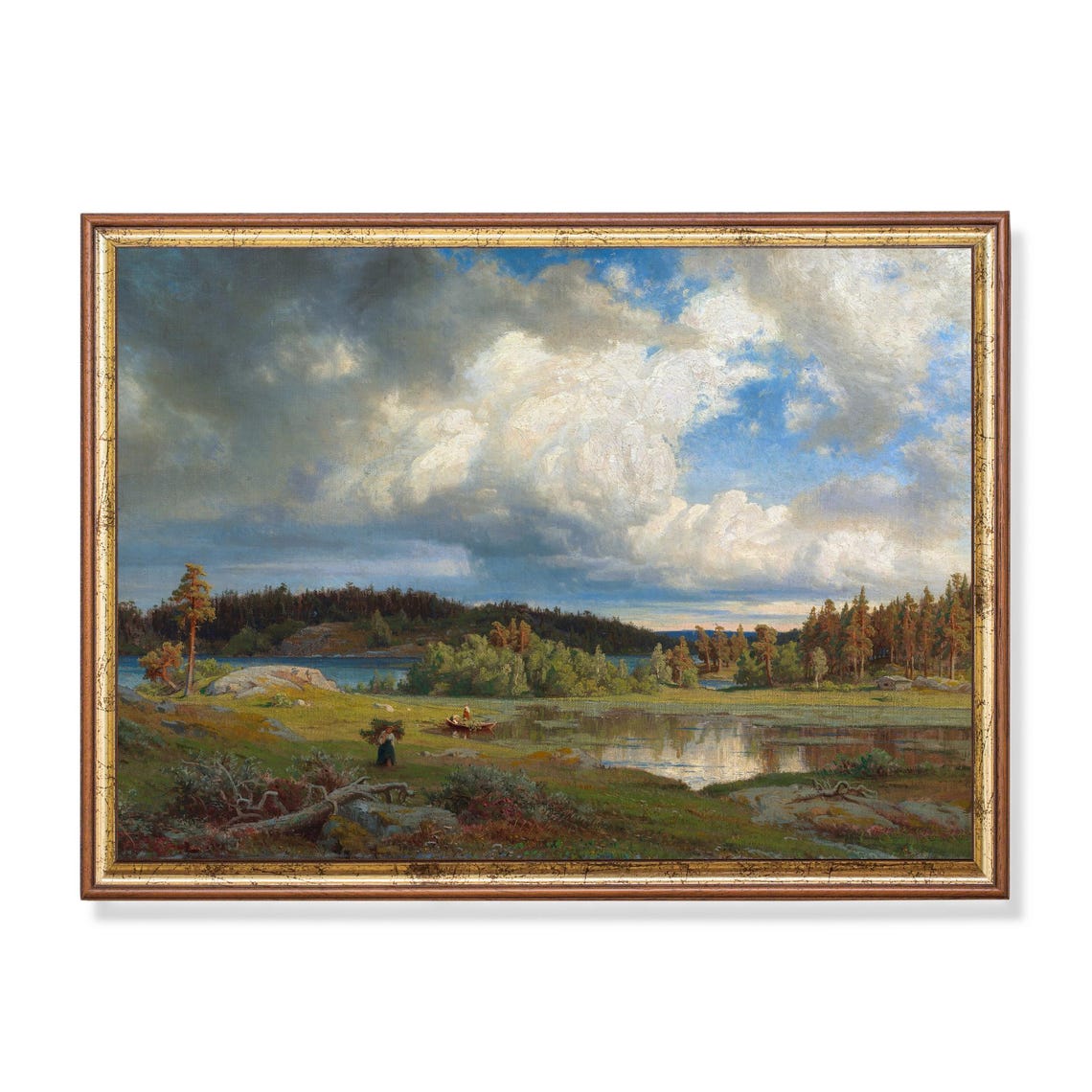 Dramatic Storm Clouds over a Lake and Forest Summer Landscape Poster