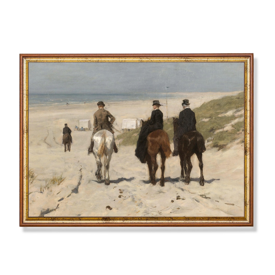 Vintage Horse Painting, Coastal Equestrian Art Print