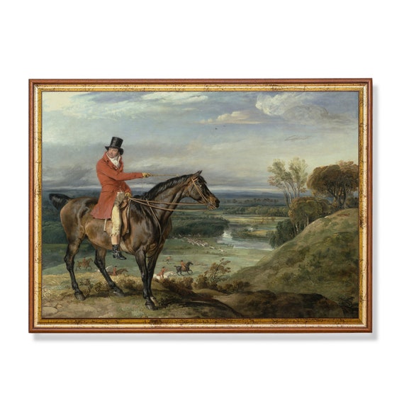 Vintage Horse Painting Antique Equestrian Print Moody Rustic Art Wall Art Farmhouse Decor Fine Art