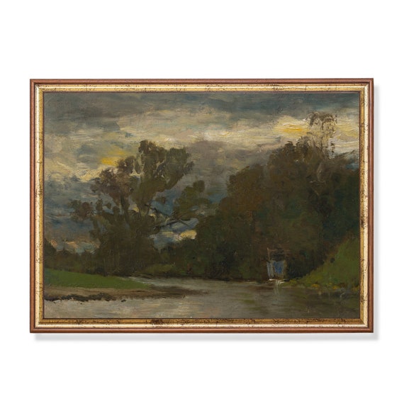 Printed And Shipped Vintage Landscape Painting Antique Country Landscape Moody Rustic Fine Print Farmhouse Decor Physical Prints