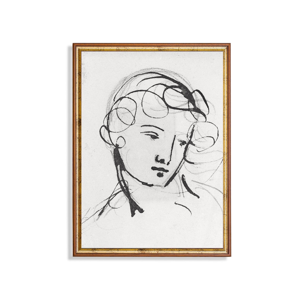 Minimalist Ink Line Sketch of a Woman Face Modern Abstract Poster