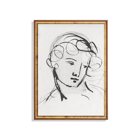 Minimalist Ink Line Sketch of a Woman Face Modern Abstract Poster