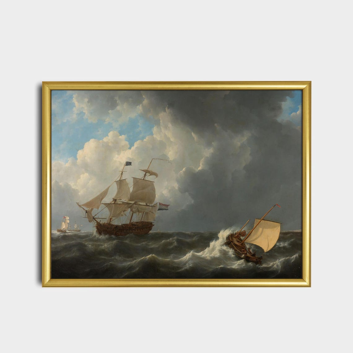 Majestic Tall Ships Battling a Stormy Sea Dramatic Maritime Poster - Image 2