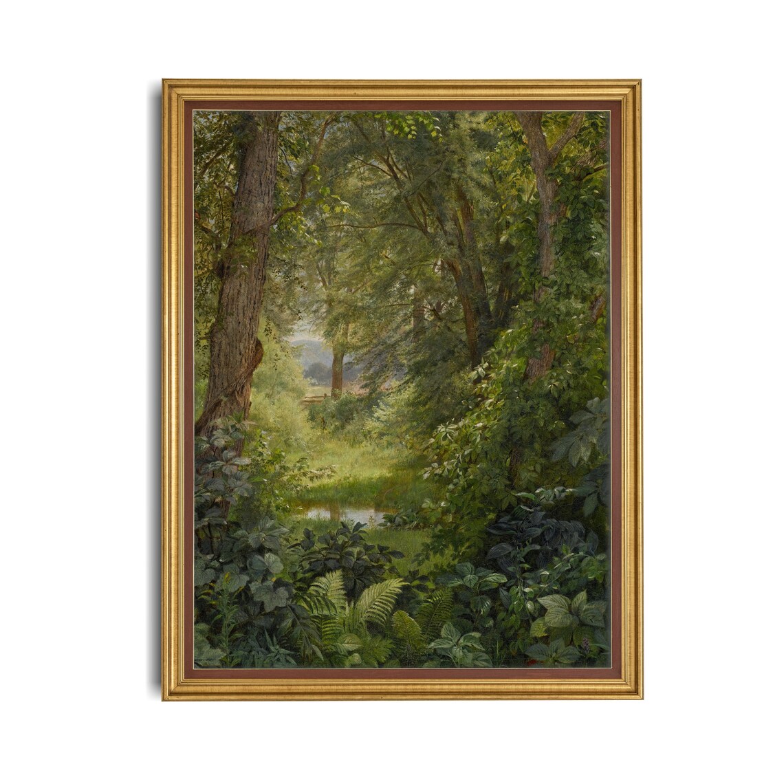 Vintage Landscape Painting, Farmhouse Forest Print - Image 4