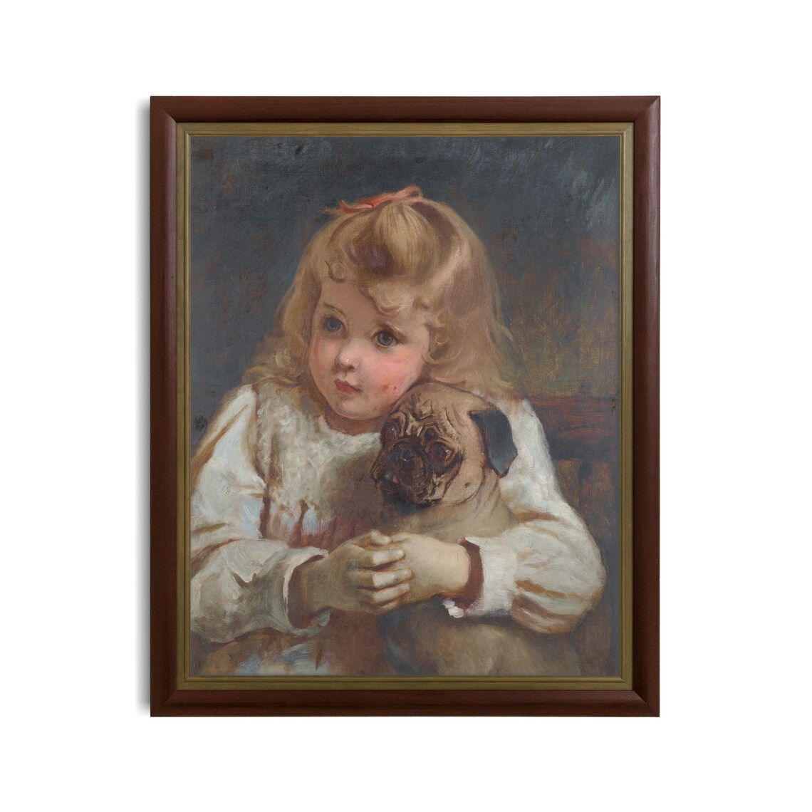 Mailed Print Vintage Dog And Young Girl Painting Antique Print Young Girl With Dog Printed And Shipped Classic Figurative Art - Image 3