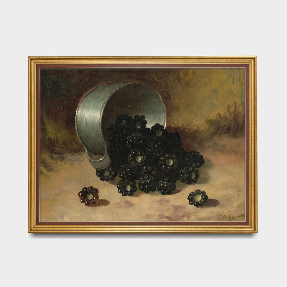 Blackberries Spilling from a Tipped Pail Rustic Still Life Poster - Image 5