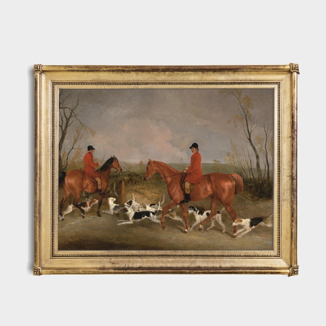 Vintage Horse and Dogs, Rustic Farmhouse Art Print - Image 2