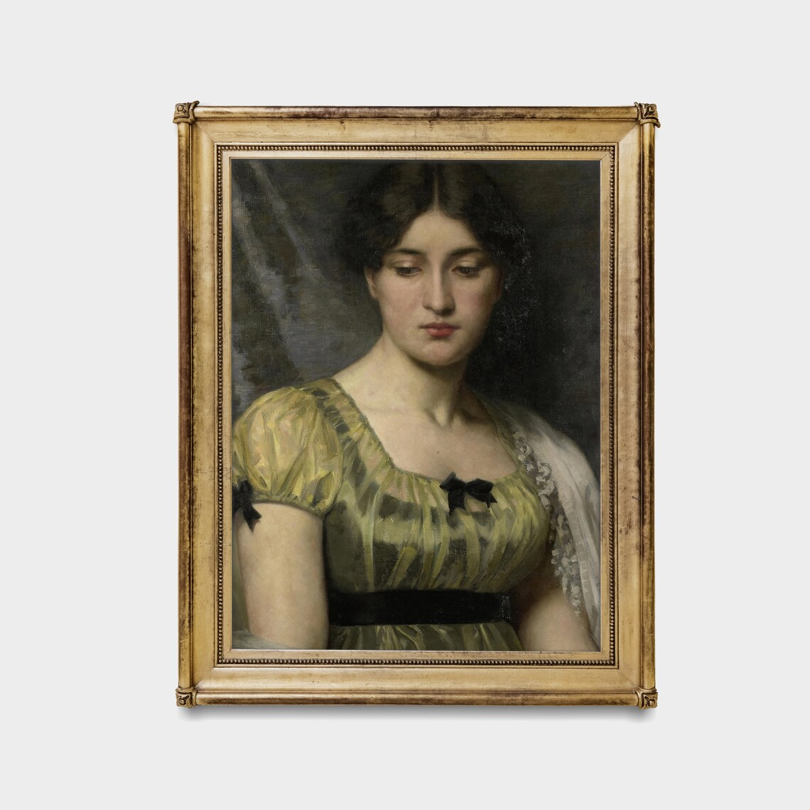 Woman in Green Empire Dress Antique Victorian Portrait Painting Poster - Image 4