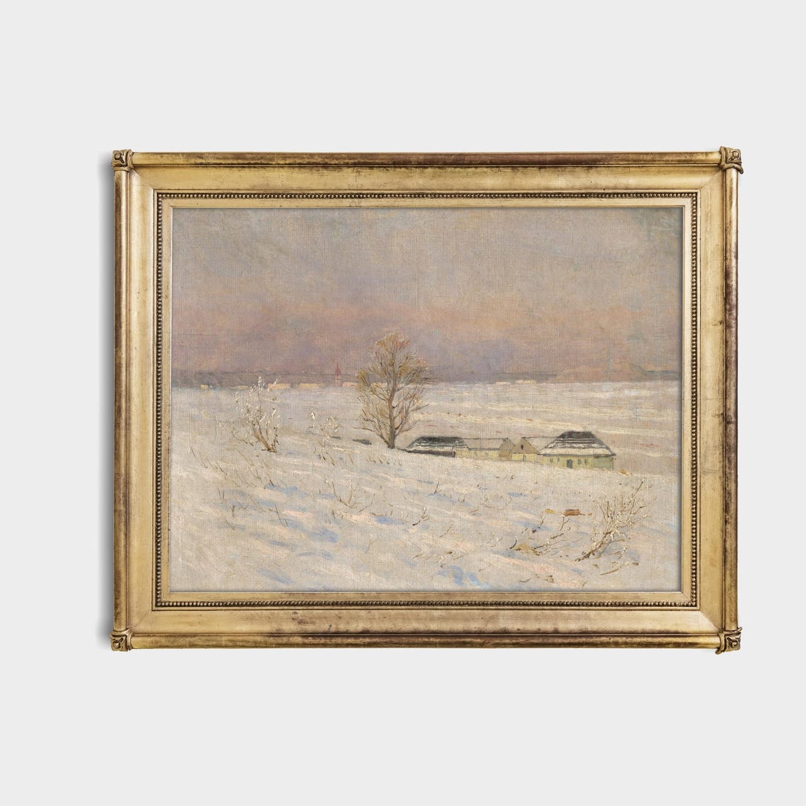 Lone Tree Snowy Field Minimalist Winter Landscape Art Poster - Image 4
