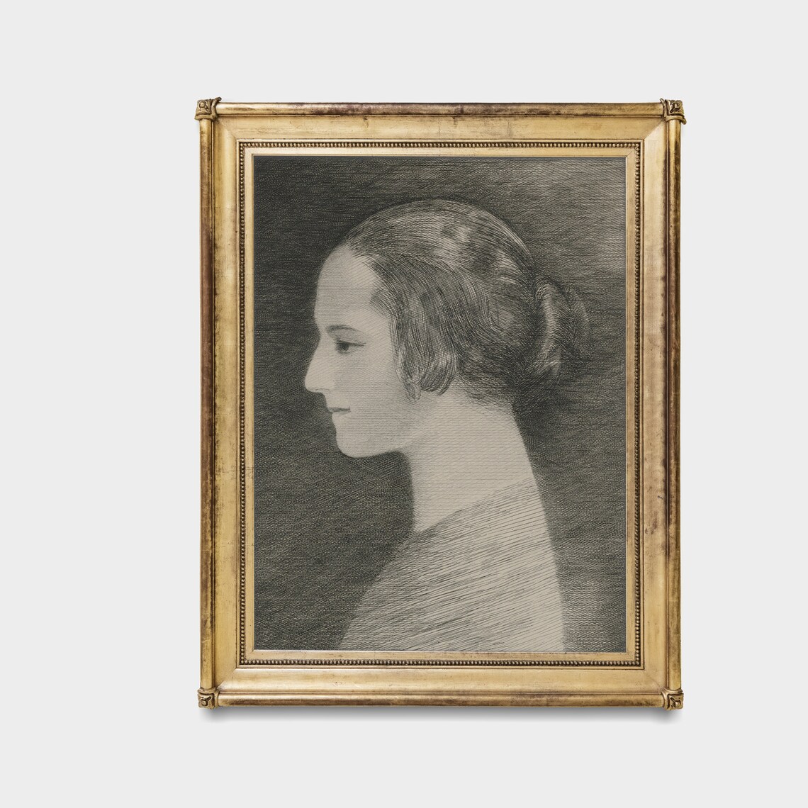 Profile Portrait of a Woman in Charcoal Sketch Vintage Drawing Poster - Image 3