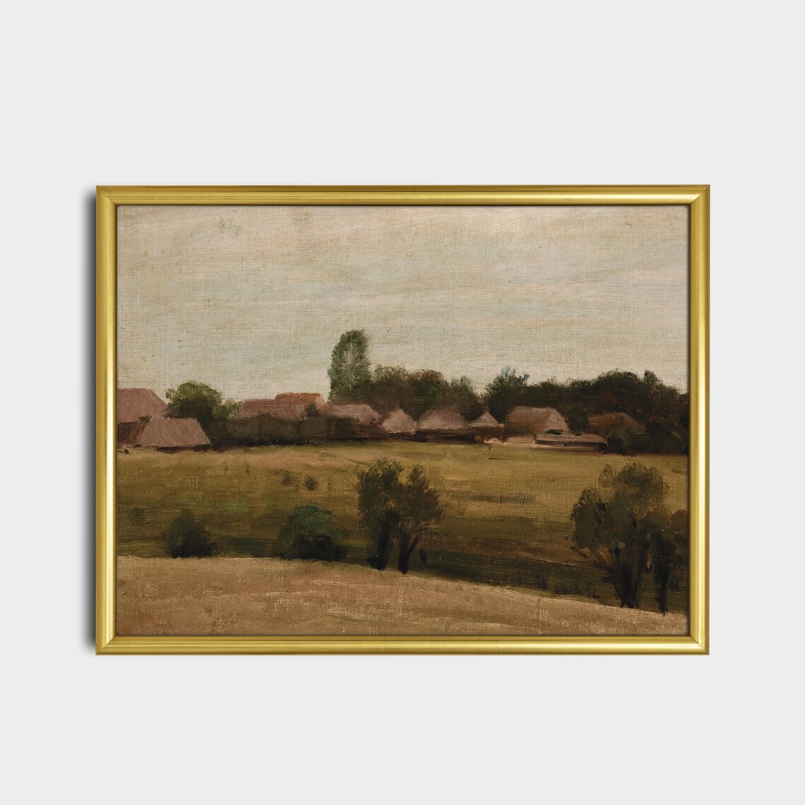 Thatched-Roof Village Cottages Moody Antique European Farmhouse Poster - Image 2