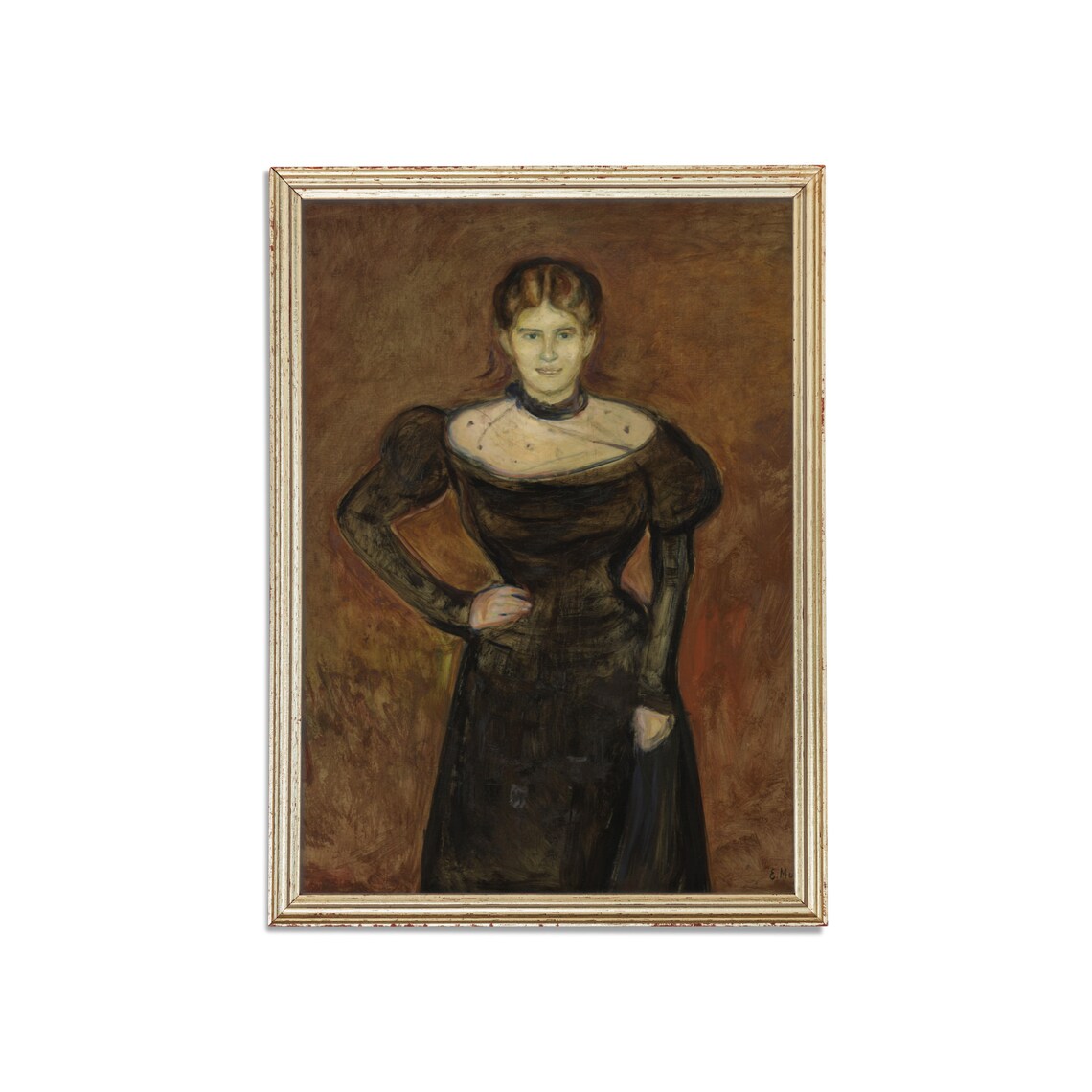 Edvard Munch Portrait of a Woman in a Dark Brown Dress Poster - Image 3