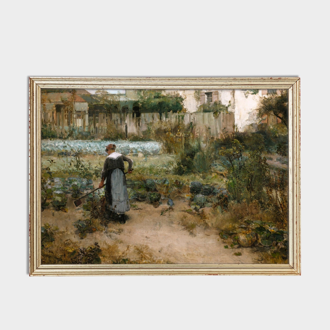 Woman Tending a Vegetable Garden Beside a Rustic Cottage Poster - Image 2