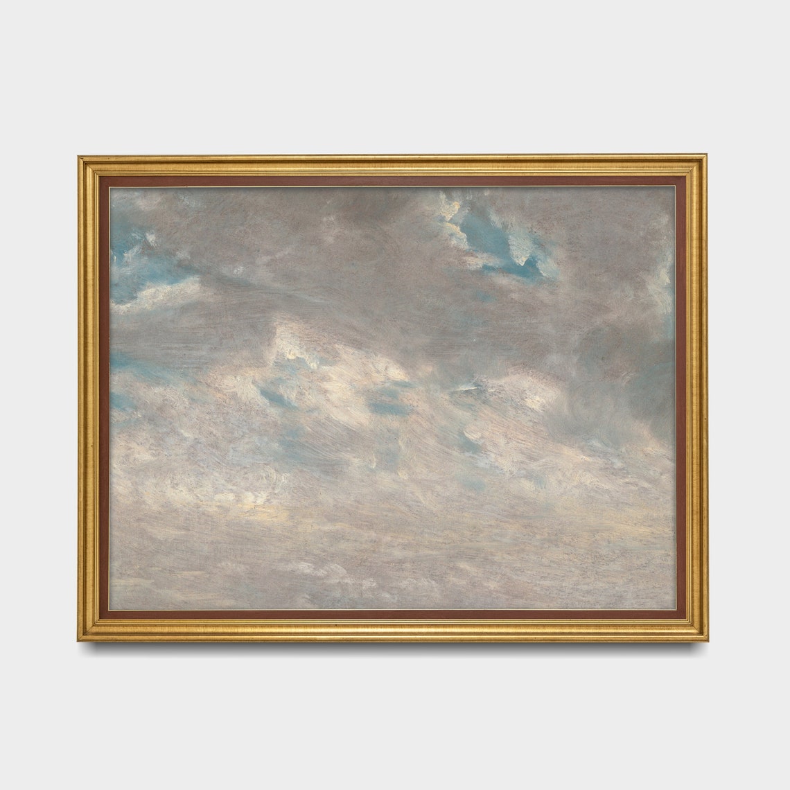 Swirling Gray Clouds with Patches of Blue Sky Oil Study Poster - Image 3