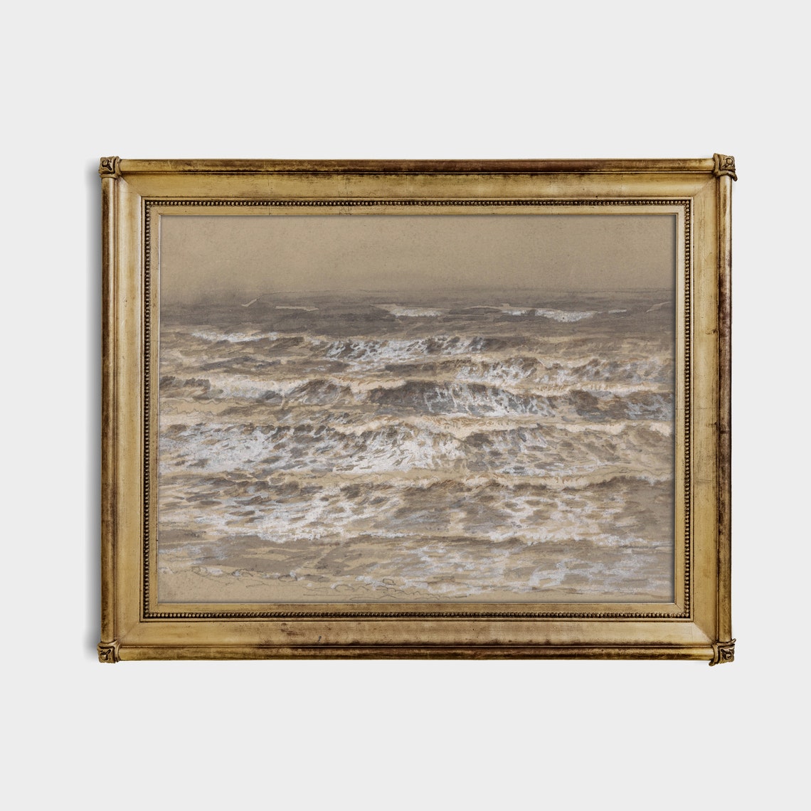 Rolling Ocean Waves in a Sepia Toned Vintage Surf Study Poster - Image 4