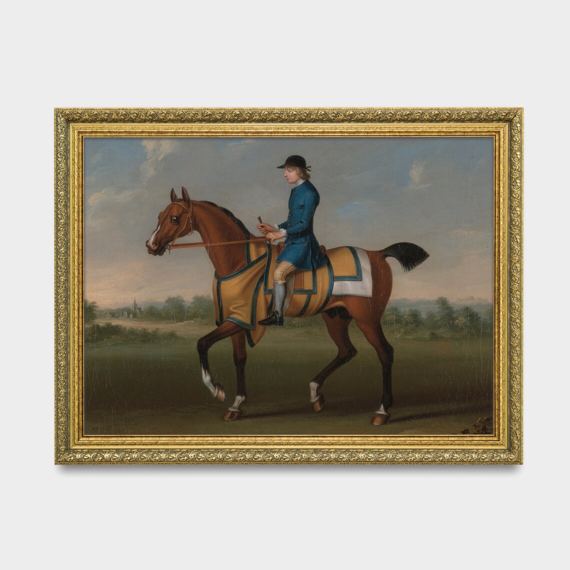 Young Rider in Blue Coat on Bay Horse Equestrian Portrait Poster - Image 3