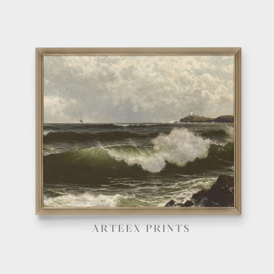 Storm Waves Breaking Near a Lighthouse on a Rocky Headland Poster - Image 3