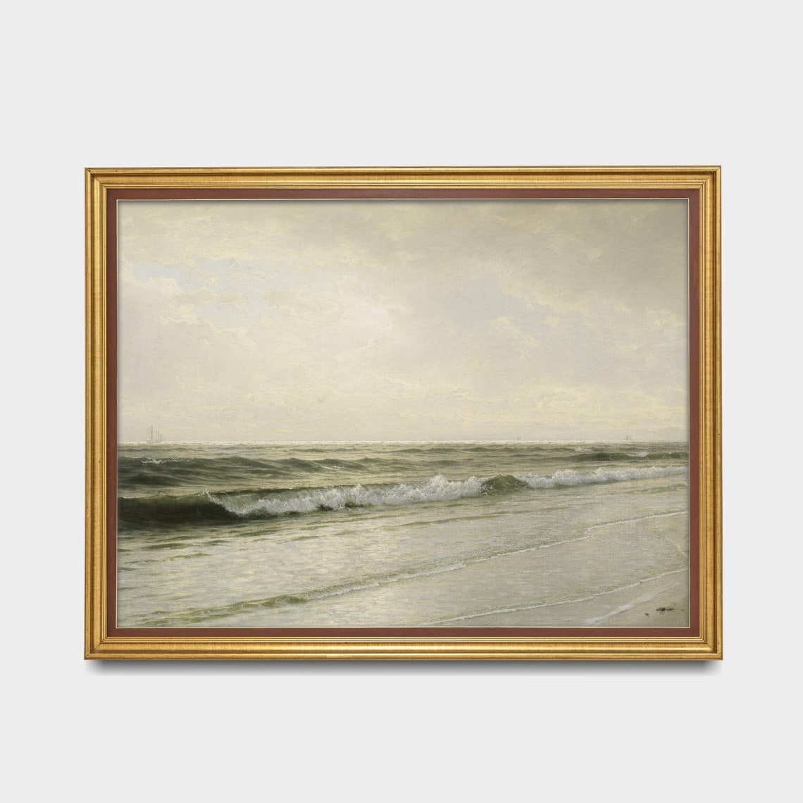 Gentle Waves Breaking on a Sandy Shore Vintage Seascape Poster - Image 3