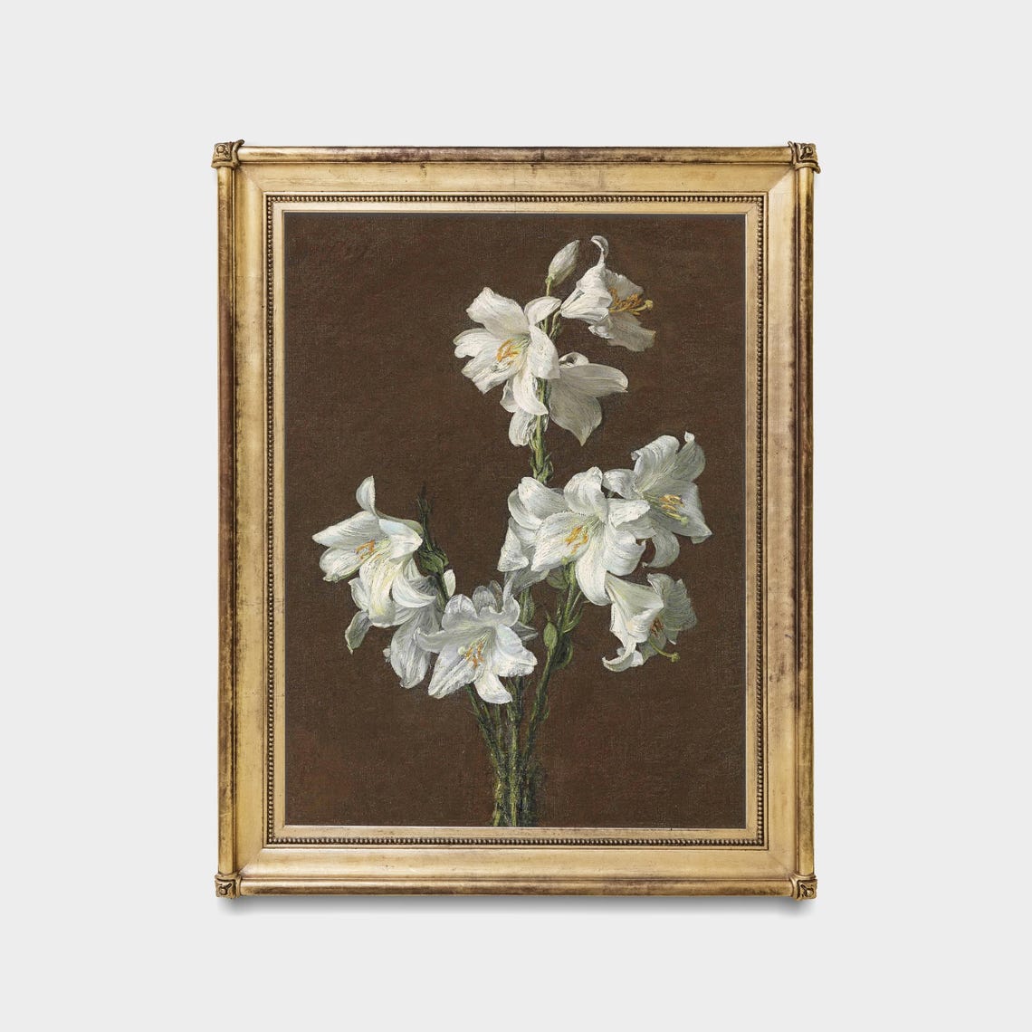 Lis Blancs White Lilies Antique Floral Still Life Art Poster - Image 4