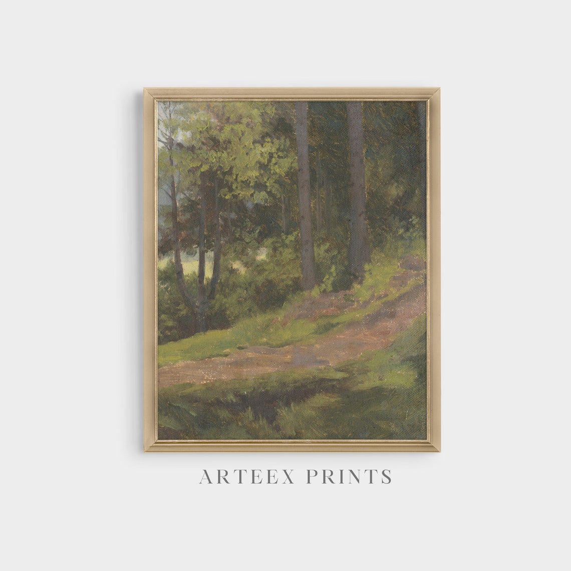 Vintage Landscape Painting Antique Nature Print Rustic Tree Forest Fine Art Wall Art Farmhouse Decor - Image 4