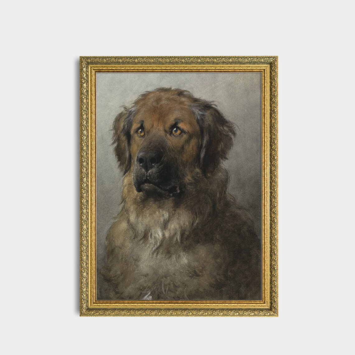 Antique Leonberger Dog Portrait Vintage Animal Painting Poster - Image 3