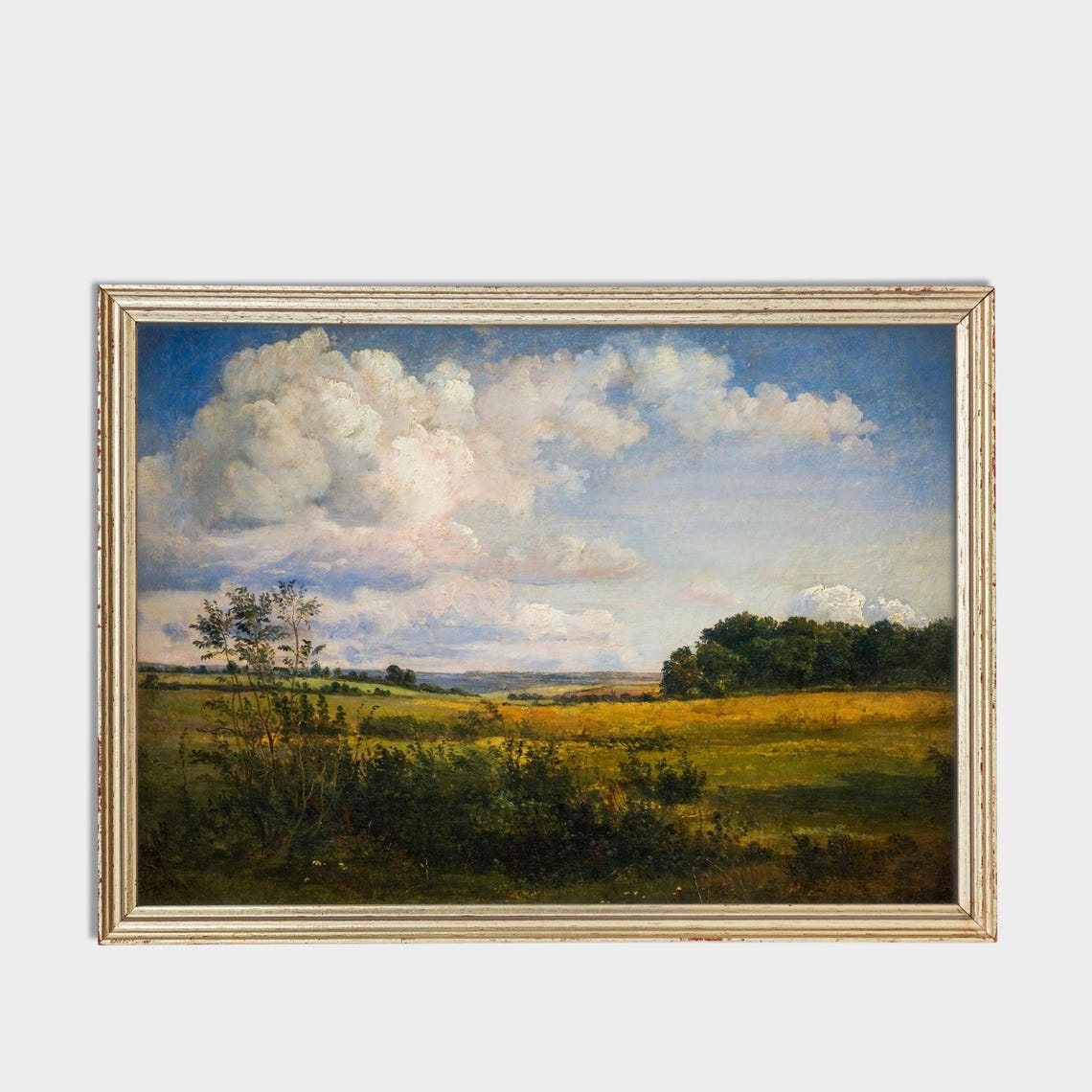 Sunlit Summer Meadows Under Towering Clouds Landscape Poster - Image 3