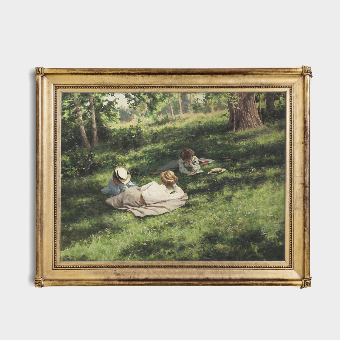 Two Women Reading On A Blanket In The Sunlit Woodland Clearing Poster - Image 3
