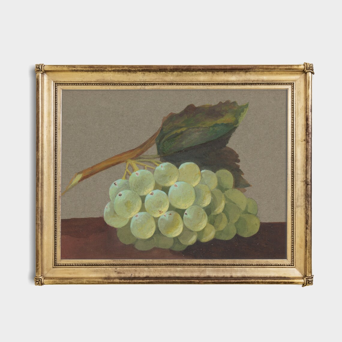 White Grapes Cluster Antique Fruit Still Life Oil Painting Poster - Image 4
