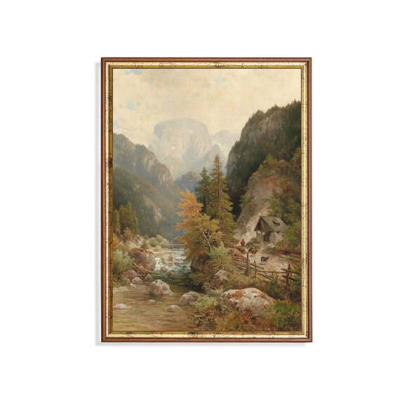 Mailed Print Vintage Landscape Painting Country Landscape Antique Forest Print Farmhouse Decor Fine Art Printed And Shipped