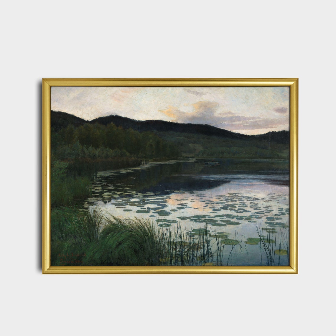 Twilight Lily Pond Reflections on a Mountain Lake at Dusk Poster - Image 5