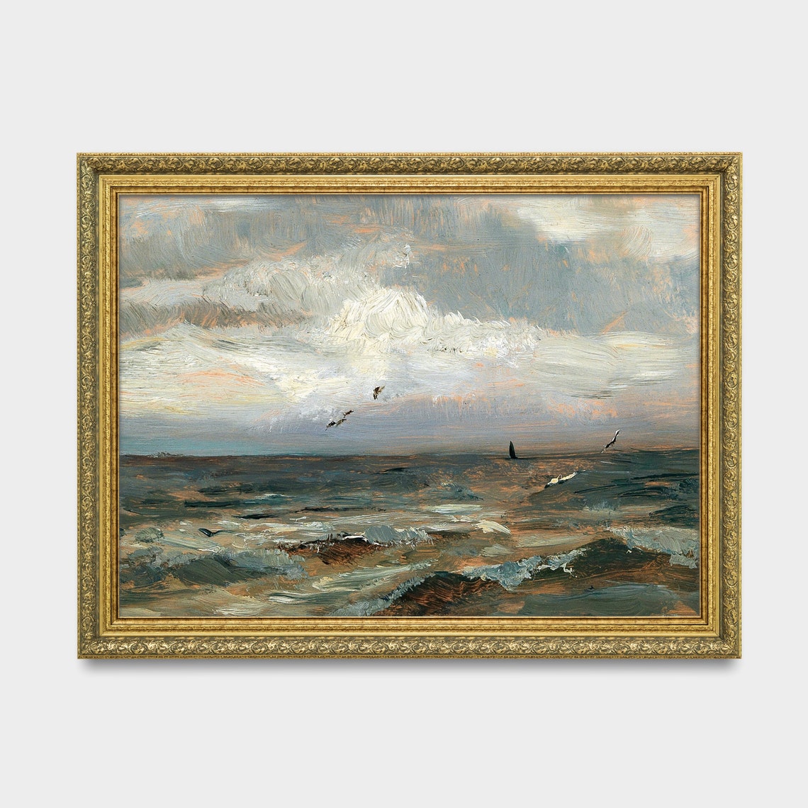 Stormy Sky Over Choppy Sea Impressionist Ocean Painting Art Poster - Image 3