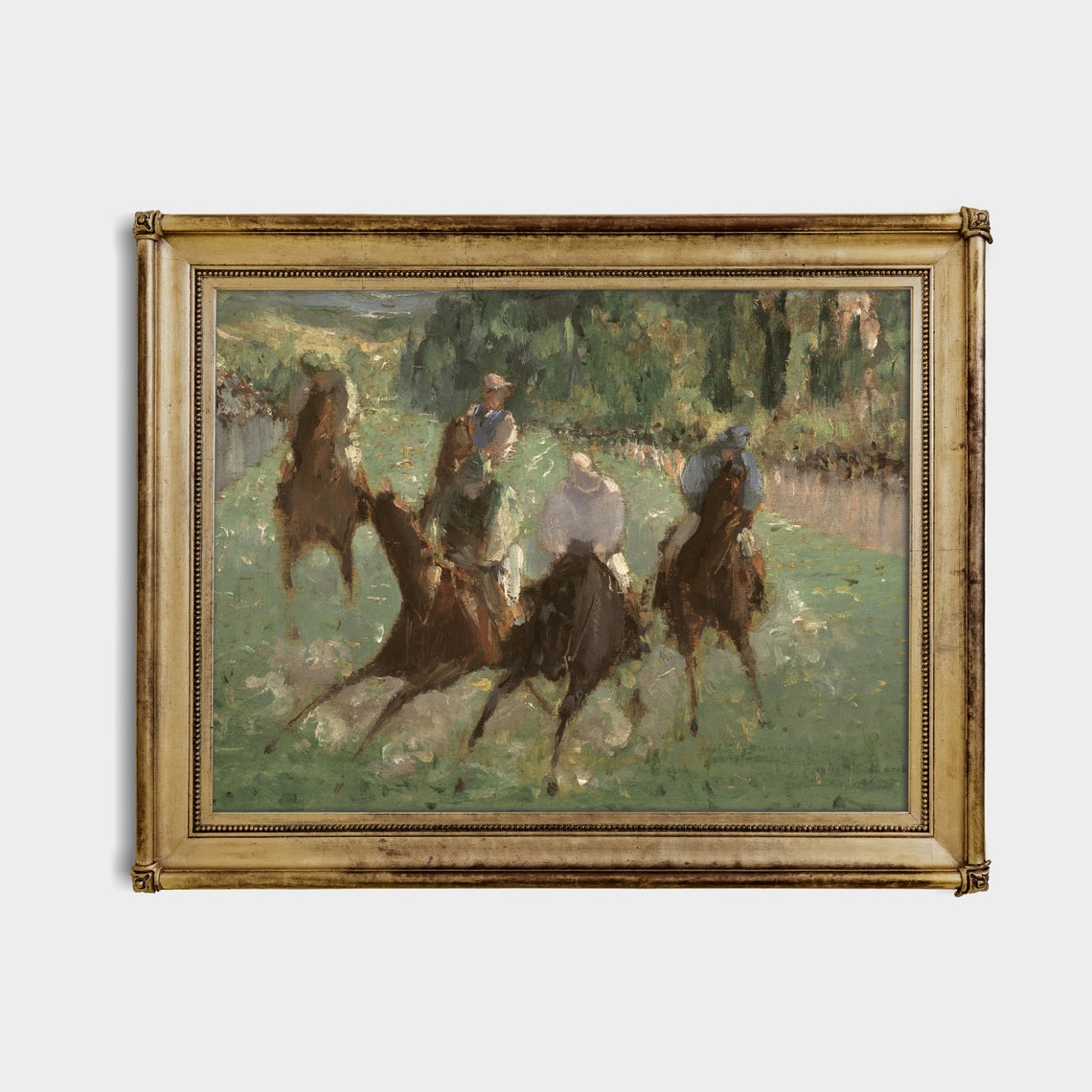 Impressionist Horse Racing Paddock Scene Before the Race Poster - Image 2