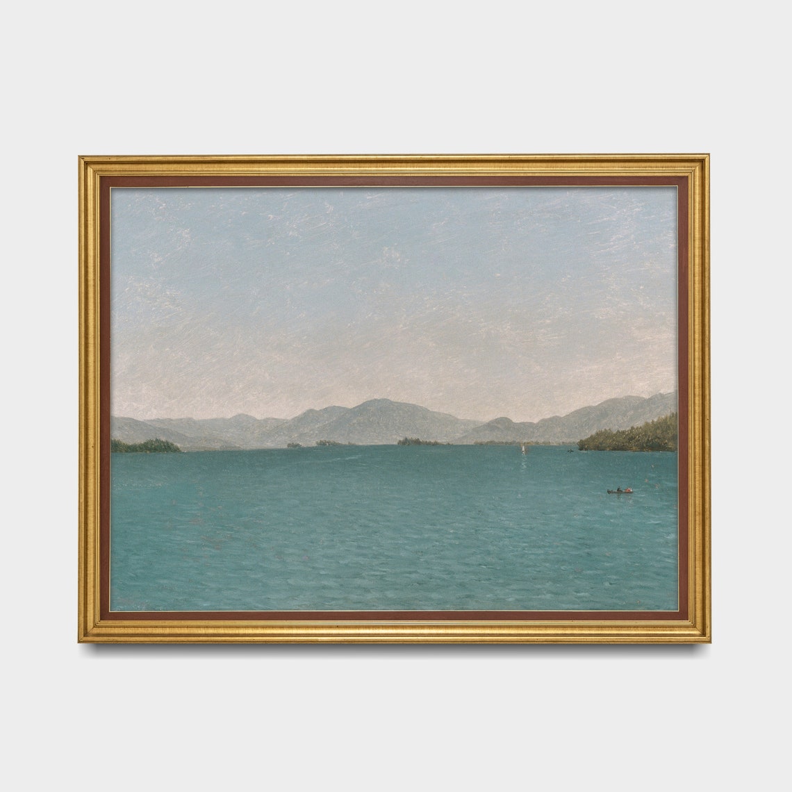 Tranquil Blue Lake With Distant Mountains Vintage Luminist Poster - Image 5