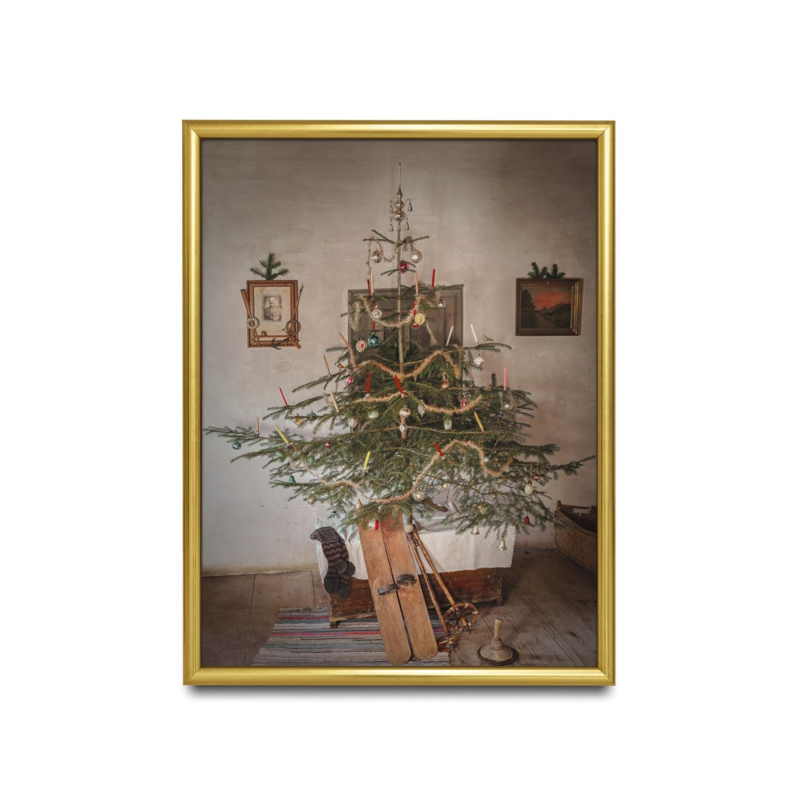 Vintage Christmas Tree Candles Antique Ornaments Old Room Art Poster - Image 2