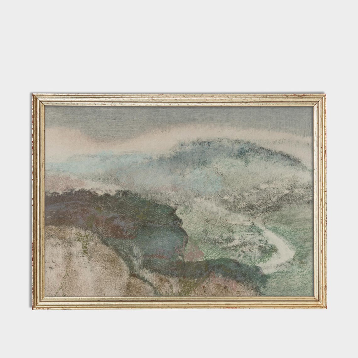 Soft Misty Abstract Landscape in Muted Sage and Grey Tones Poster - Image 3