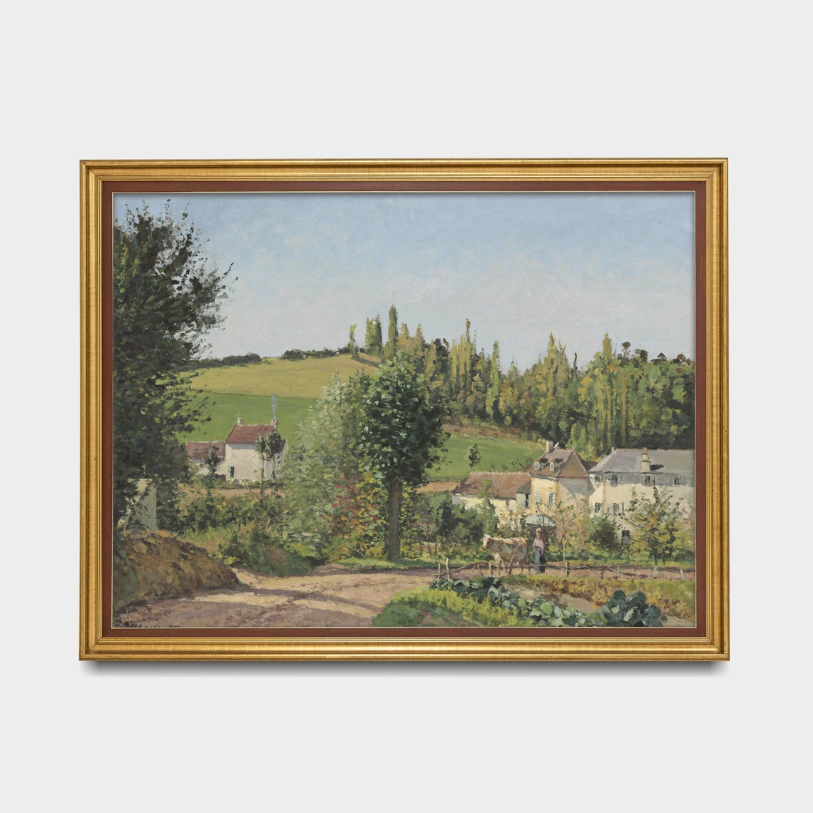 Sunlit French Village with Tall Poplars on Rolling Hills Poster - Image 5