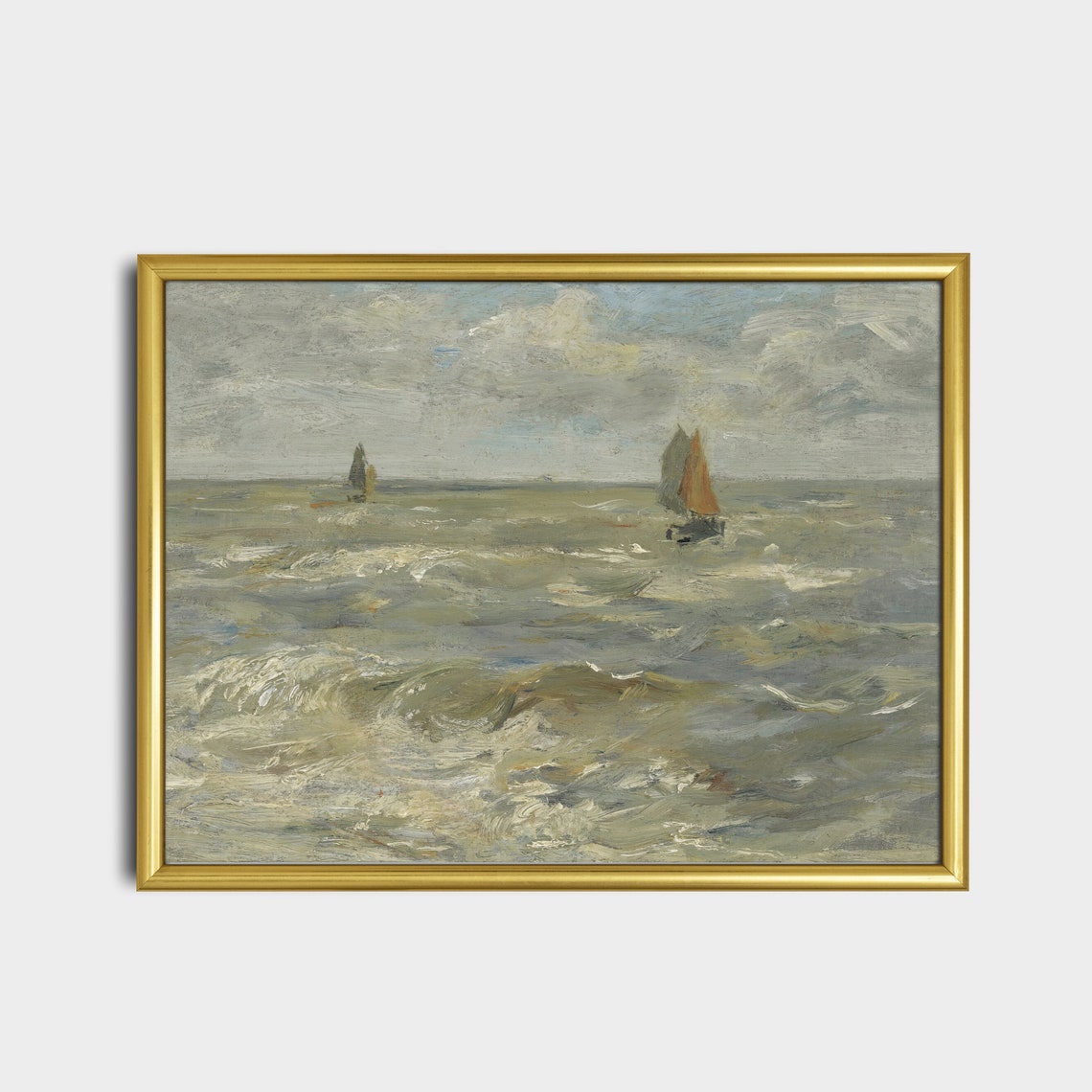 Printed And Shipped Vintage Sailing Ship Painting Antique Seascape Print Moody Rustic Ocean Beach Nautical Decor Physical Prints - Image 2