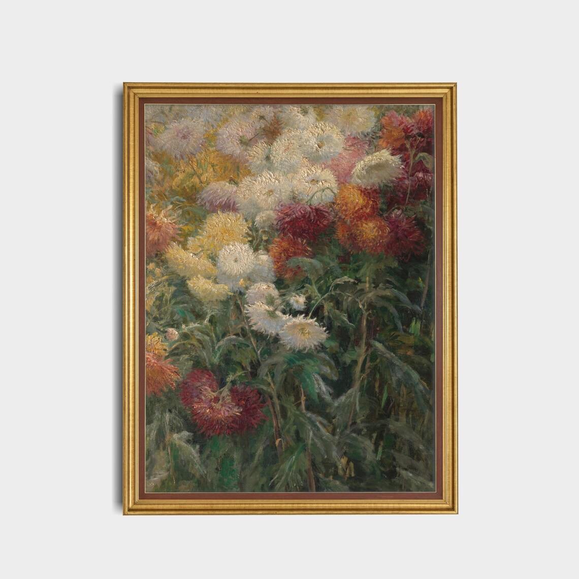 Blooming Chrysanthemum Field in Autumn Vintage Floral Painting Poster - Image 5