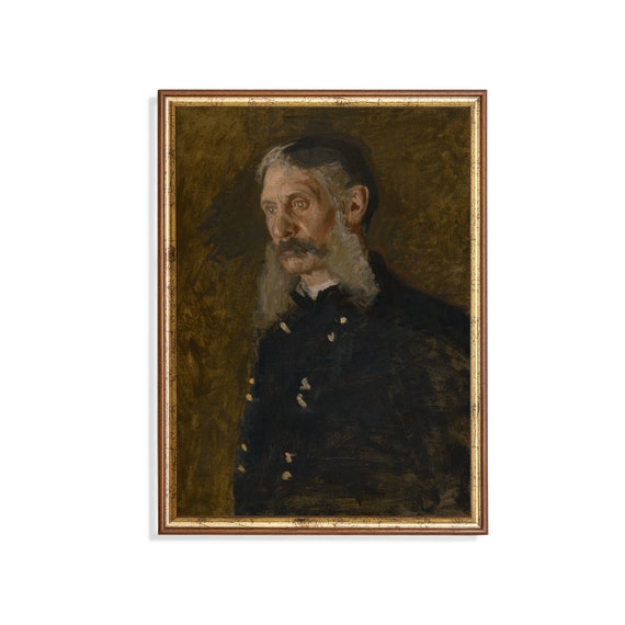 Mailed Print Vintage Gentleman Portrait Antique Old Man Portrait Moody Rustic Oil Painting Print And Ship Fine Art Print