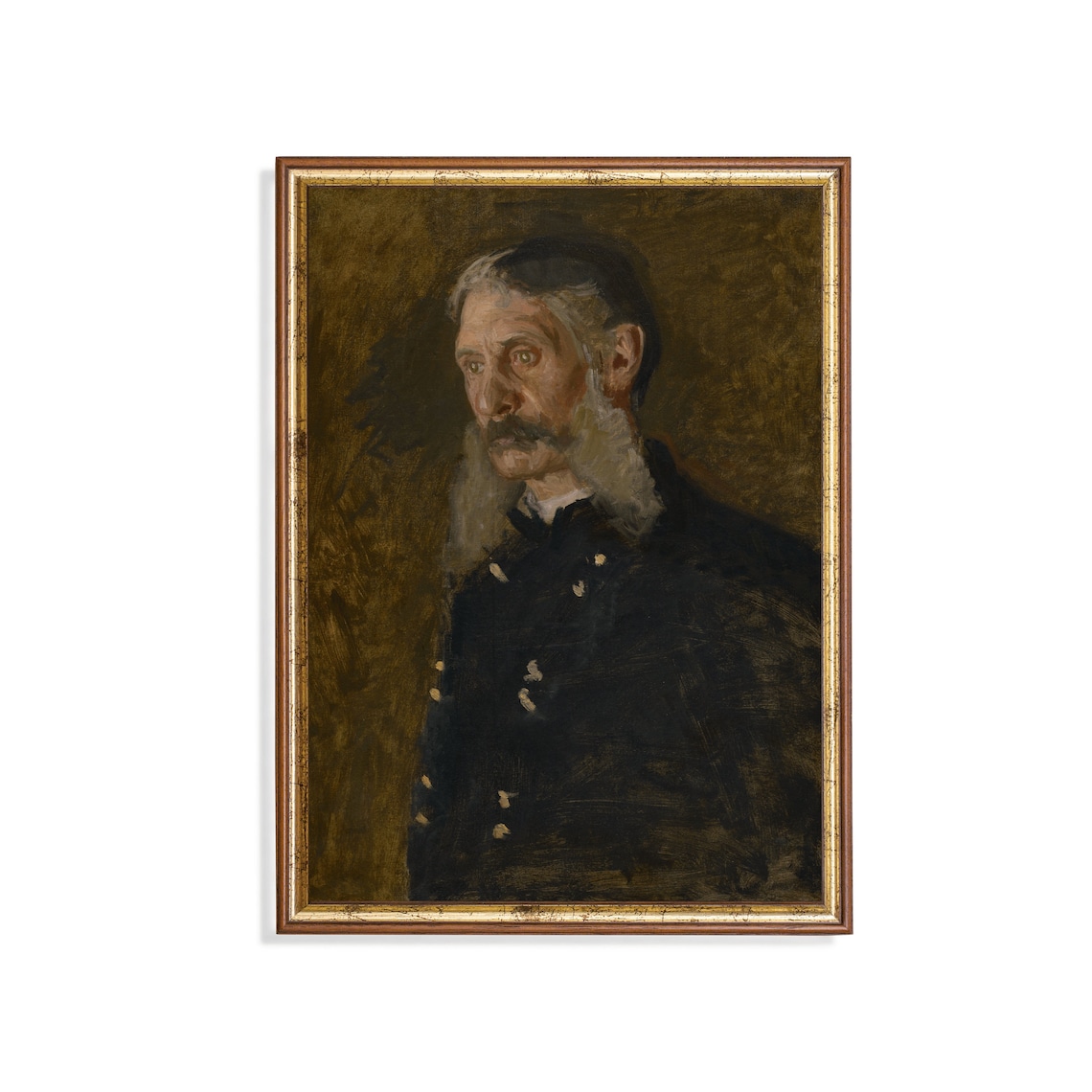Bearded Gentleman Portrait in Dark Coat Vintage Oil Painting Poster