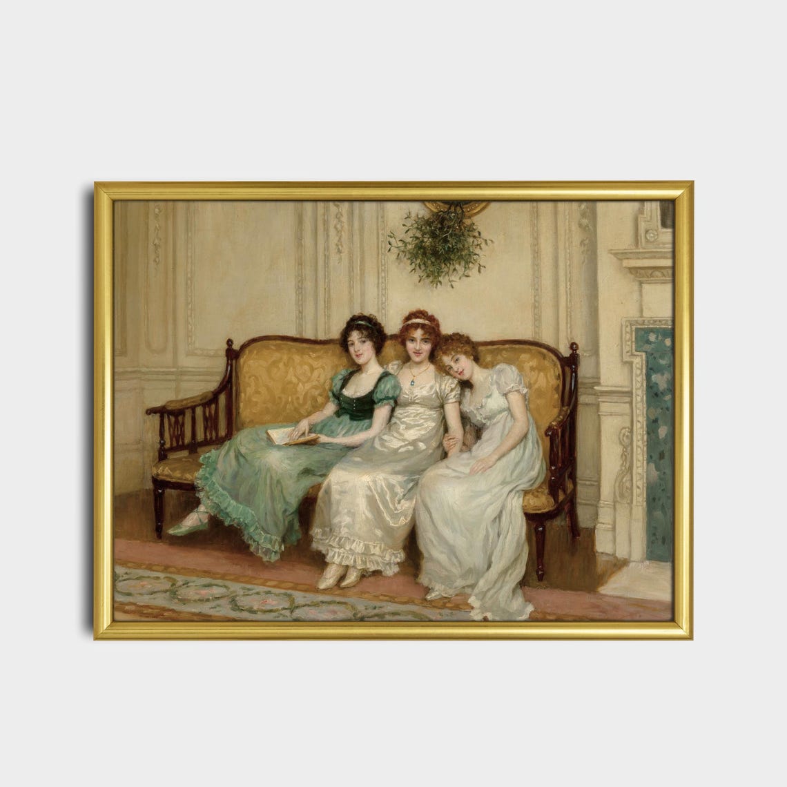 Antique Painting Of Three Women Relaxing On A Sofa Wall Poster - Image 2