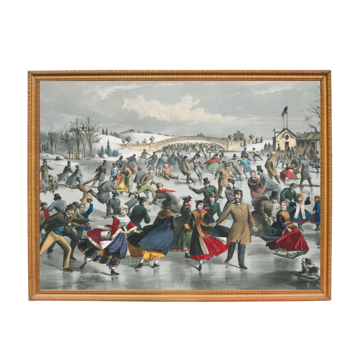 Victorian Ice Skaters at Central Park Winter 1862 Lithograph Poster - Image 2