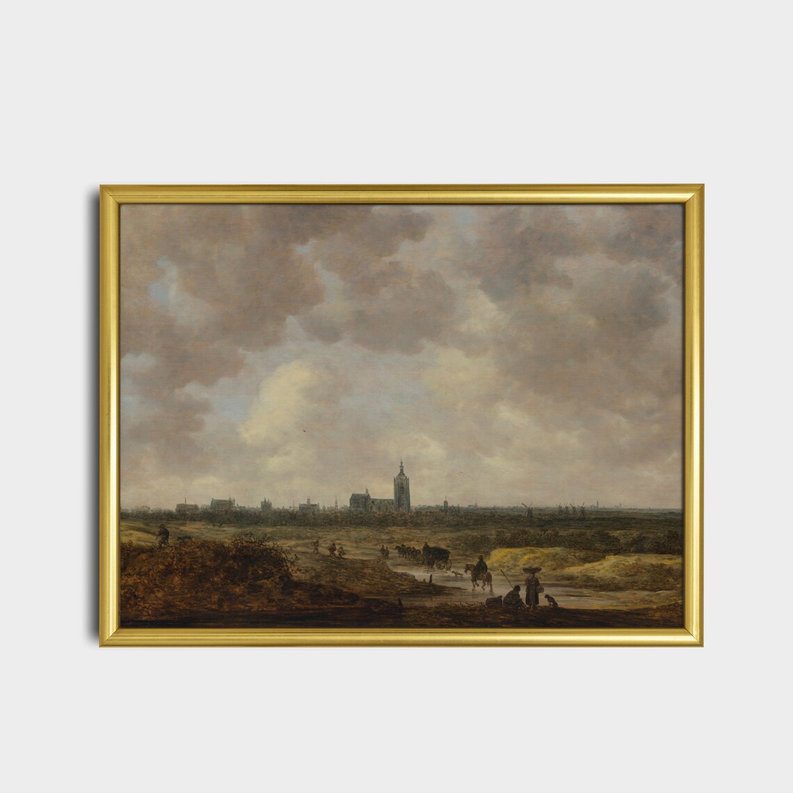 Dutch Town Panorama Travelers Vintage Landscape Painting Poster - Image 2