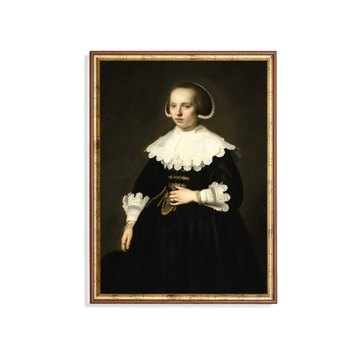 Vintage Young Woman Portrait, Rustic Art Print