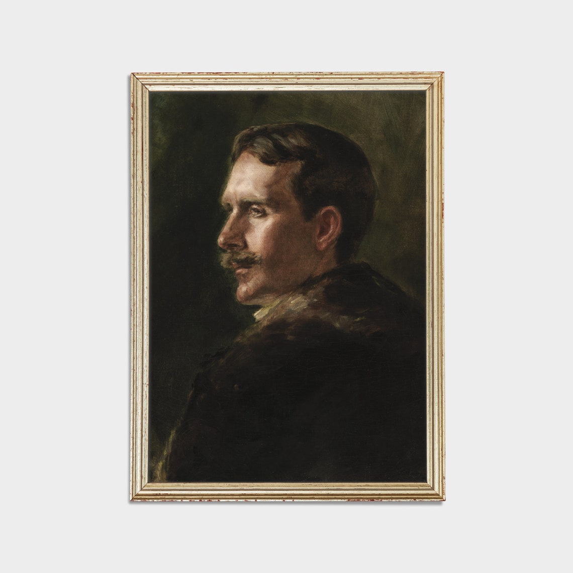 Moody Vintage Gentleman Portrait With Mustache Dark Art Poster - Image 2