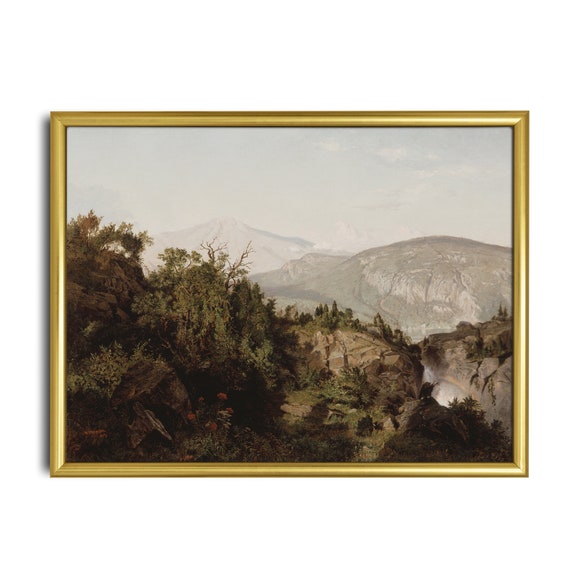 Country Landscape Art Print Vintage Farmhouse Decor Moody Art Oil Painting Summer Above Bed Art